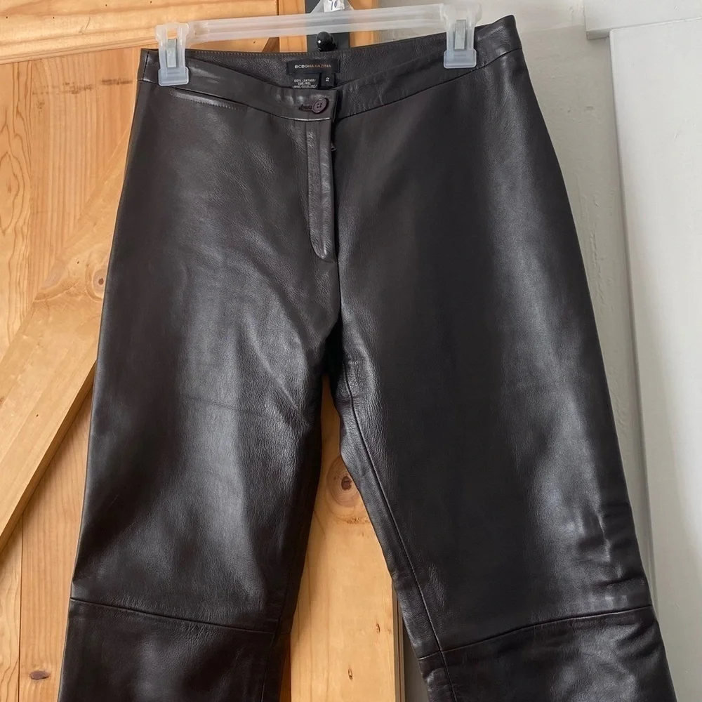 BCBGMaxAzria 100% Leather Brown Pants - Picture 2 of 8